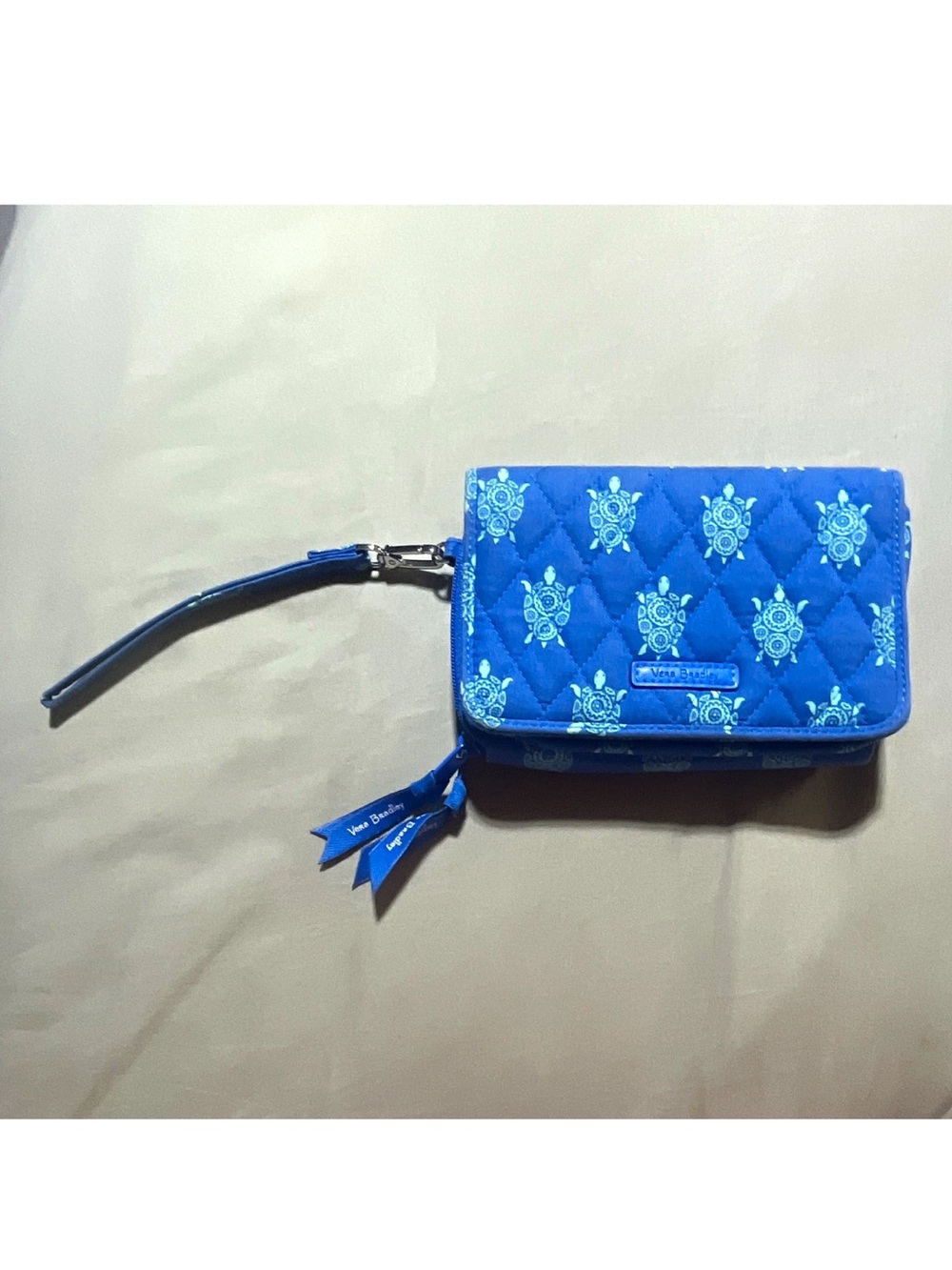 Vera Bradley Marine Turtles Zip Around Phone Holder Wristlet Wallet